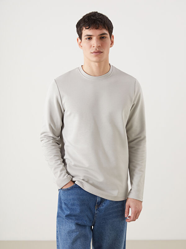 LCWAIKIKI Classic Bisiklet Yaka Uzun Kollu Erkek Sweatshirt