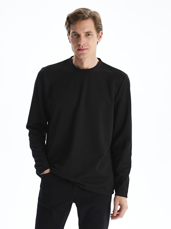 LCWAIKIKI Classic Bisiklet Yaka Uzun Kollu Erkek Sweatshirt