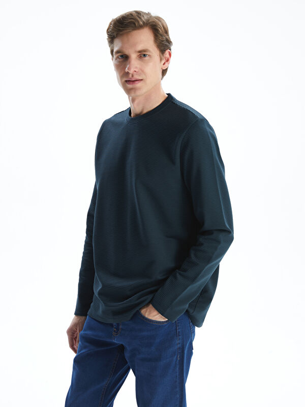 LCWAIKIKI Classic Bisiklet Yaka Uzun Kollu Erkek Sweatshirt