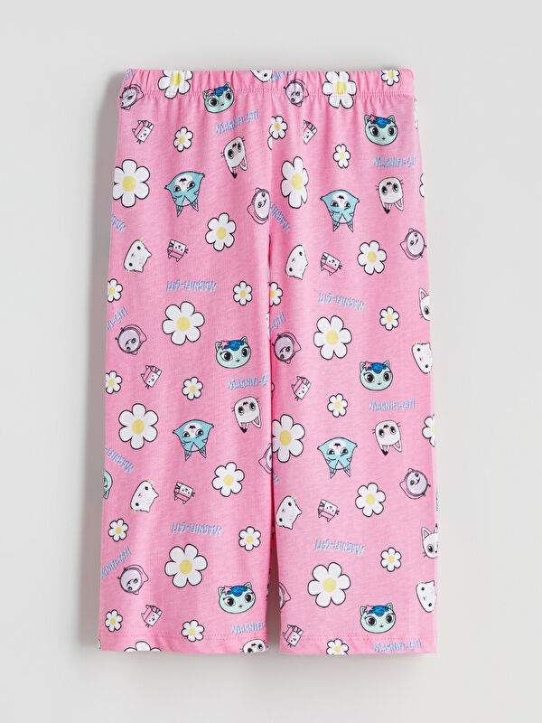 LCW Kids Beli Lastikli Gabby’s Dollhouse Baskılı Kız Çocuk Kapri Pijama Alt