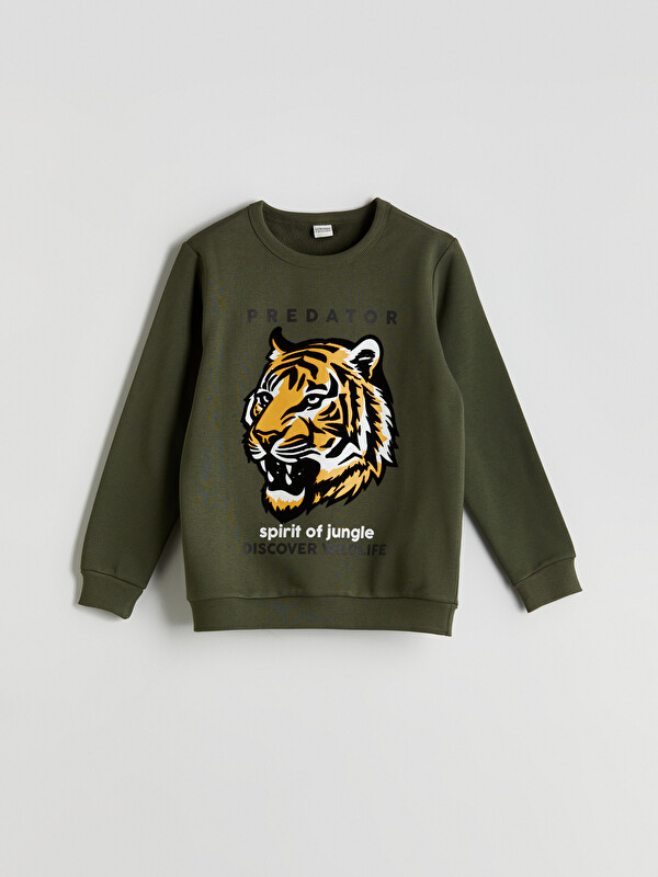 LCW Kids Bisiklet Yaka Baskılı Erkek Çocuk Sweatshirt