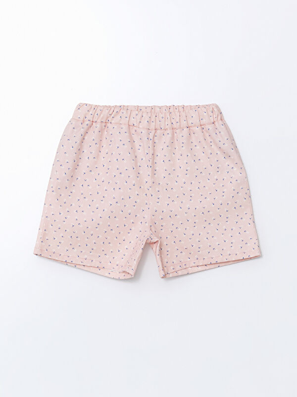 LCW ECO Çiçekli Gabardin Kız Çocuk Şort