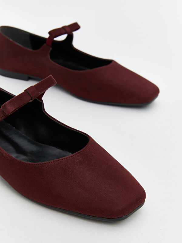 Koor Bordo Koor Süet Görünümlü Kadın Babet