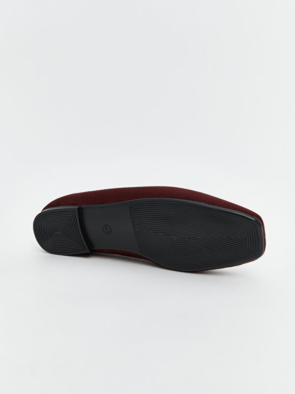 Koor Bordo Koor Süet Görünümlü Kadın Babet