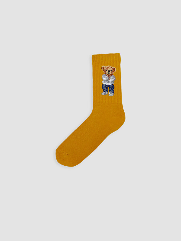LCW ACCESSORIES Ayı Teddy Nakışlı Ribanalı Erkek Soket Çorap