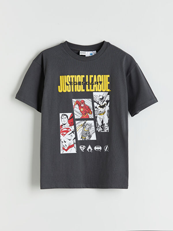LCW Kids Bisiklet Yaka Justice League Baskılı Erkek Çocuk Tişört
