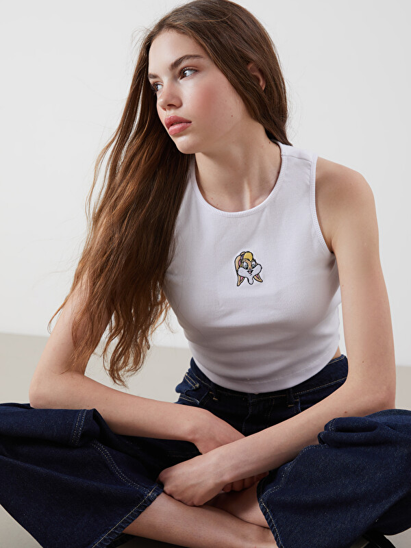 LCWAIKIKI Classic Haut court à col rond Lola Bunny brodé pour femme