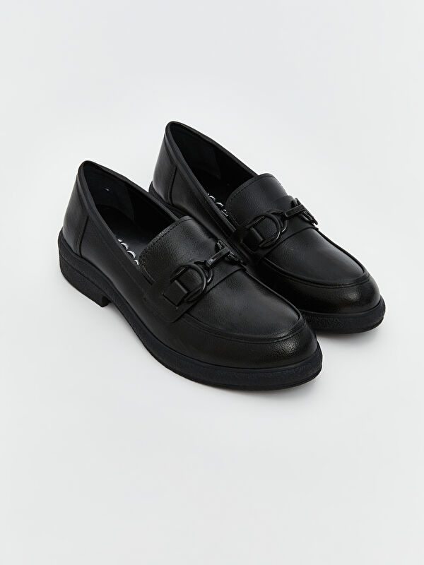 Koor Siyah Koor Süet Görünümlü Kadın Loafer Ayakkabı