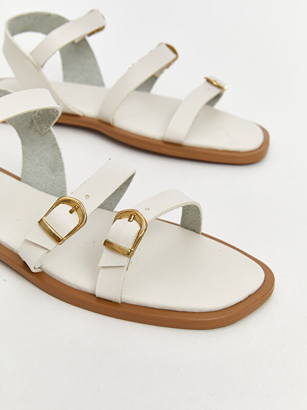 Deri Görünümlü Kadın Sandalet - Görsel 4