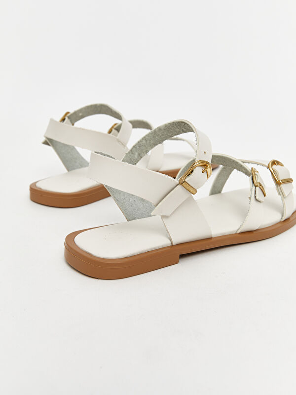 Deri Görünümlü Kadın Sandalet - Görsel 6