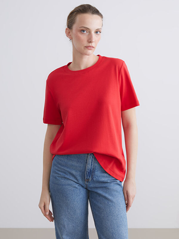 LCW Comfort Bisiklet Yaka Kadın Tişört