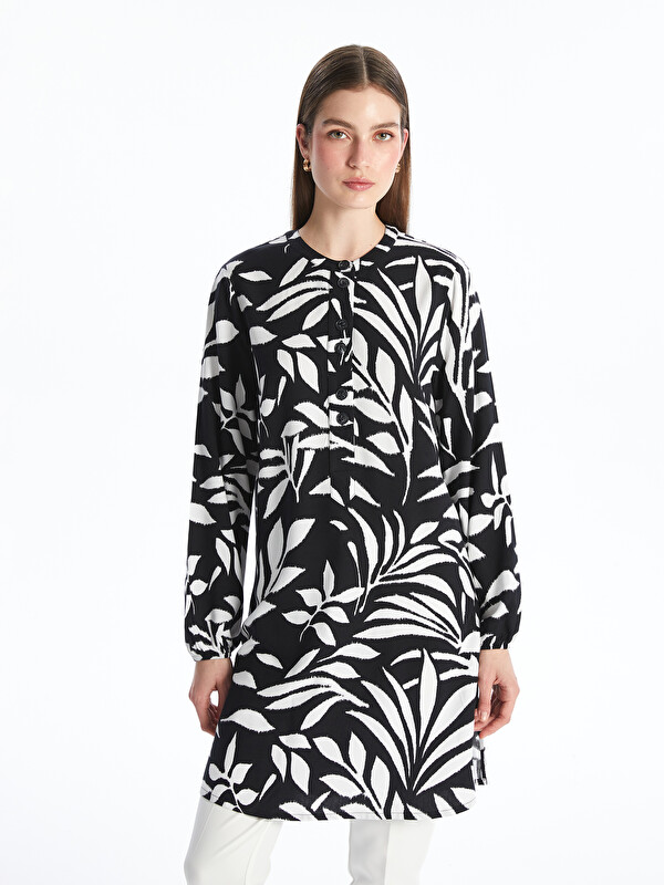 LCWAIKIKI Classic Tunique Chemise à Motifs pour Femmes avec Col Mao