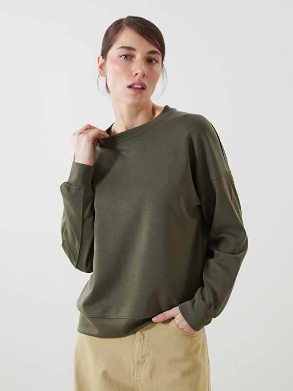 LCWAIKIKI Classic Bisiklet Yaka Oversize Kadın Sweatshirt