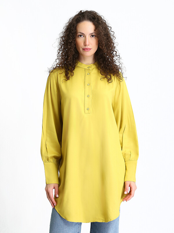 LCWAIKIKI Classic Funnel Neck Plain Long Sleeve Oversize Women's Tunic