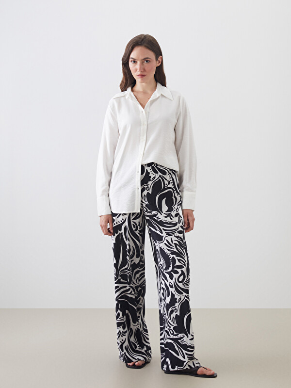 LCWAIKIKI Classic Pantalon à Taille Élastiquée à Motifs pour Femmes