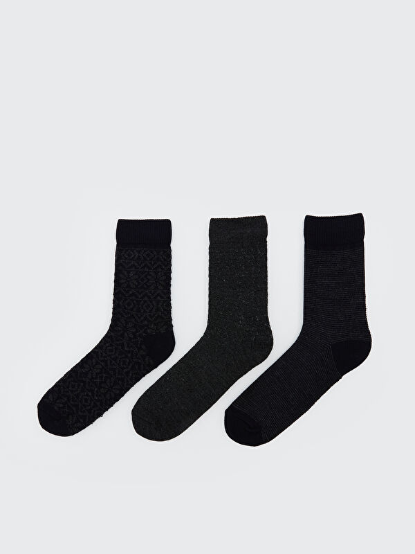 LCW ACCESSORIES Desenli Yün Karışımlı Erkek Soket Çorap 3'lü