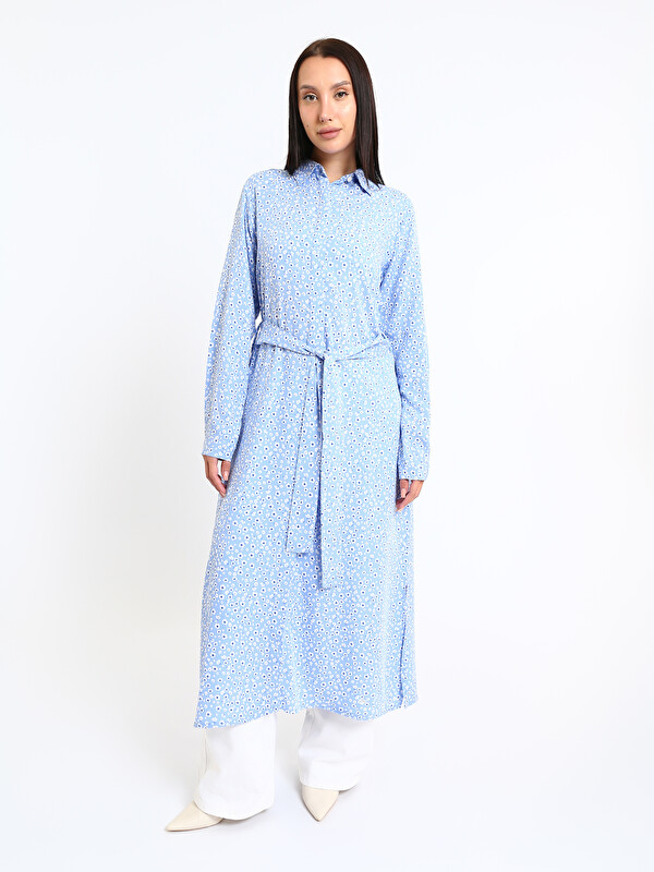 LCWAIKIKI Classic Floral Sash Shirt Dress