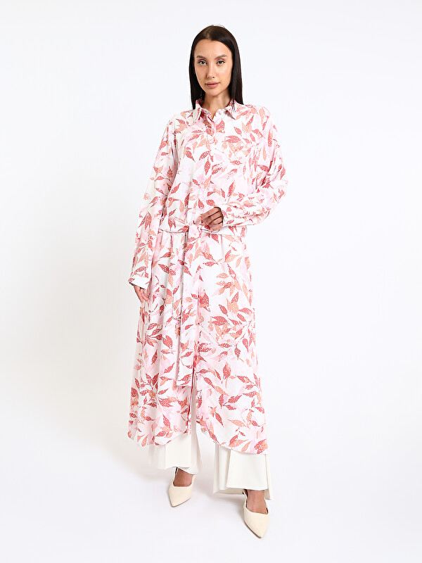 LCWAIKIKI Classic Floral Sash Shirt Dress
