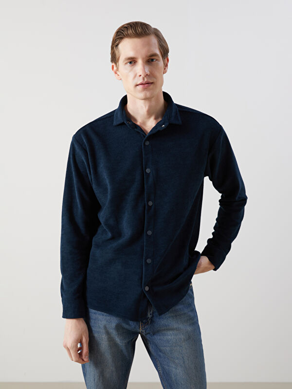 LCWAIKIKI Classic Slim Fit Uzun Kollu Kadife Erkek Gömlek