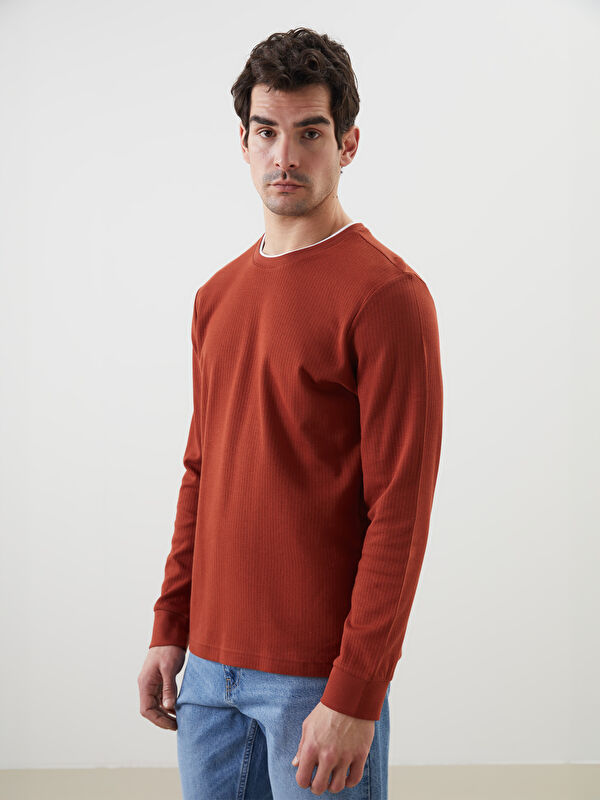 LCWAIKIKI Classic Bisiklet Yaka Uzun Kollu Erkek Sweatshirt