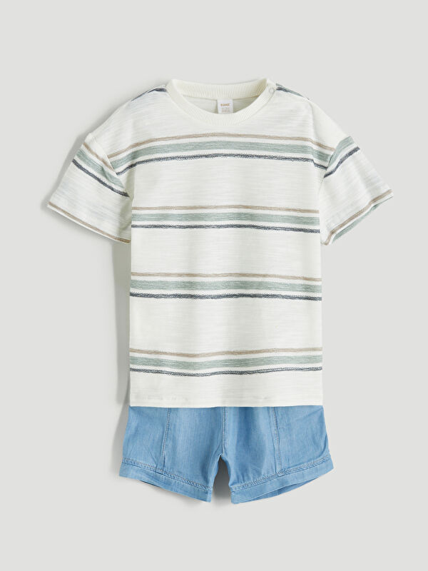 LCW baby Çizgili Erkek Bebek Tişört ve Şort 2'li