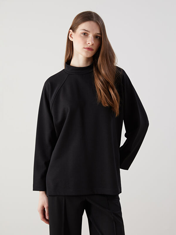 LCW Modest Dik Yaka Oversize Kadın Sweatshirt Tunik
