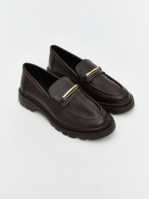 Lcw Steps Kahverengi Lcw Steps Deri Görünümlü Kadın Loafer Ayakkabı