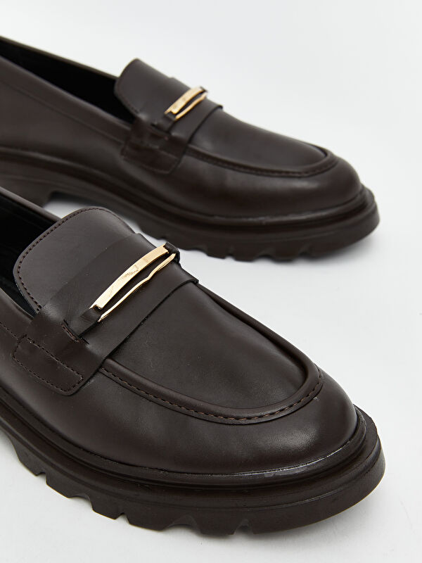 Lcw Steps Kahverengi Lcw Steps Deri Görünümlü Kadın Loafer Ayakkabı