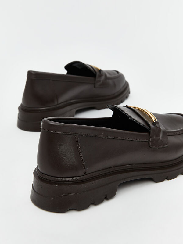 Lcw Steps Kahverengi Lcw Steps Deri Görünümlü Kadın Loafer Ayakkabı