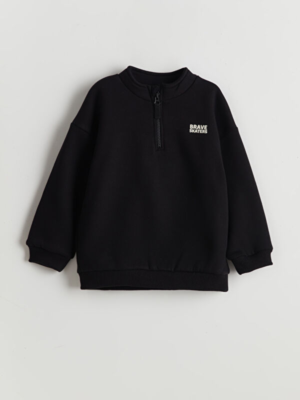 LCW Kids Dik Yaka Baskılı Erkek Çocuk Kalın Sweatshirt
