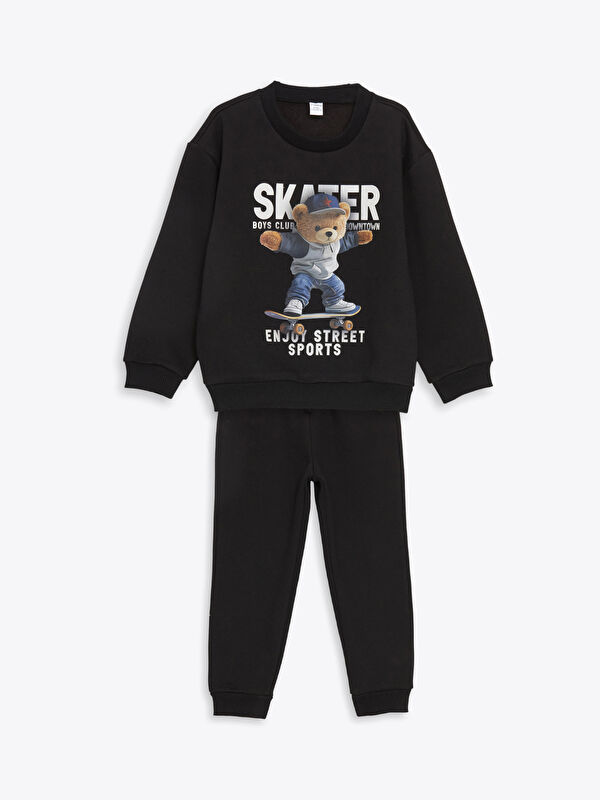 LCW Kids Ayı Teddy Baskılı Erkek Çocuk Sweatshirt ve Eşofman Alt 2'li
