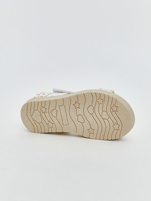 Çiçek Baskılı Kız Bebek Sandalet - Görsel 5