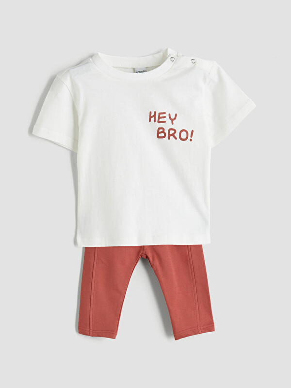 LCW baby Printed Baby Boys' T-Shirt and Sweatpants 2 Pack