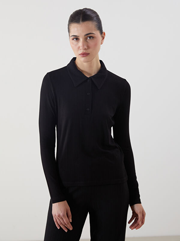 LCW Modest Polo Yaka Dokulu Kadın Tişört