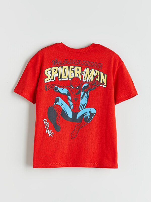 LCW Kids Kırmızı Bisiklet Yaka Spider-Man Lisanslı Erkek Çocuk