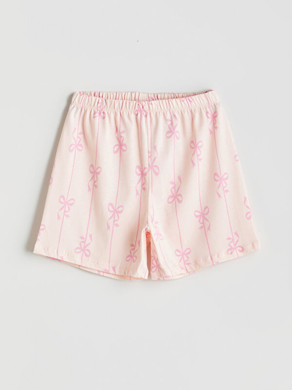 LCW Kids Beli Lastikli Fiyonk Baskılı Kız Çocuk Pijama Şort