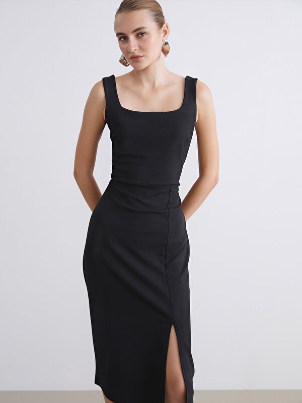 LCWAIKIKI Classic Kare Yaka Bodycon Elbise