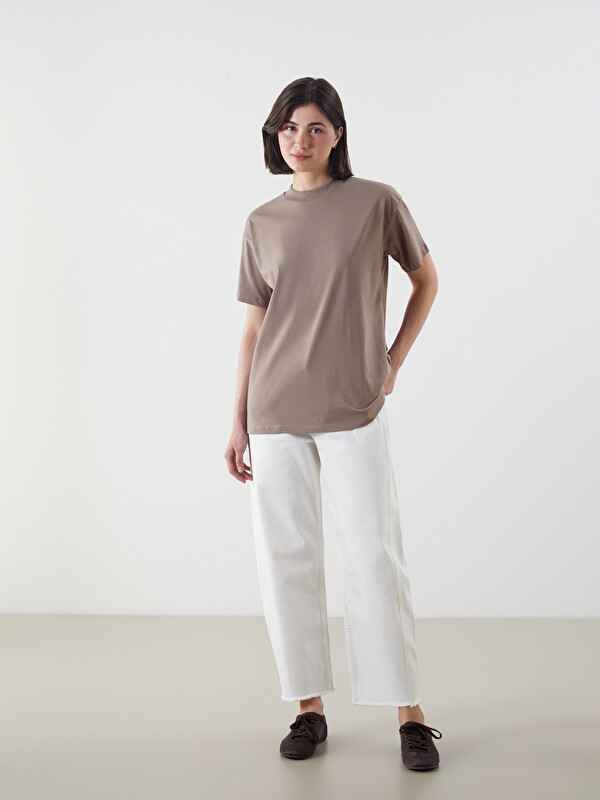 LCW Modest Dik Yaka %100 Pamuklu Kadın Tişört - S5O045Z8-GXB | LC