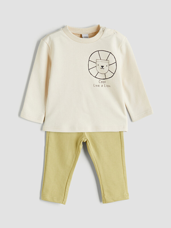 LCW baby Printed Baby Boys' T-Shirt and Sweatpants 2 Pack