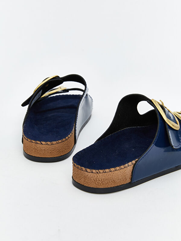 Deri Görünümlü Kadın Terlik - Görsel 6