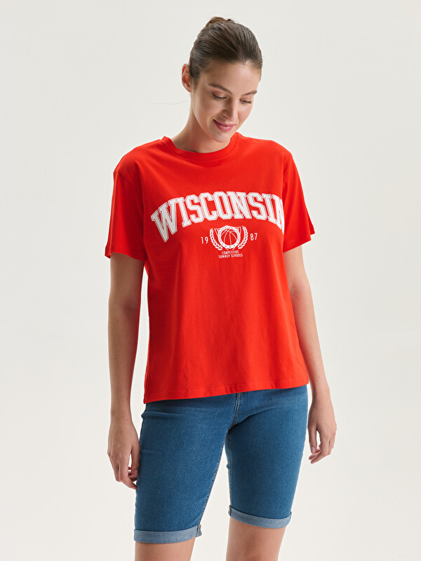 LCWAIKIKI Classic Crew Neck Wisconsin Printed Women's T-Shirt