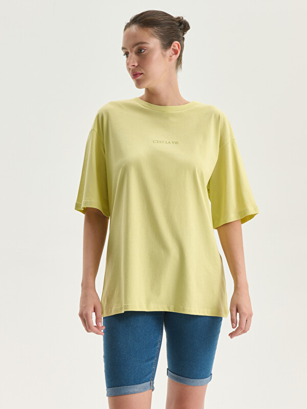 LCWAIKIKI Classic T-shirt Imprimé à Col Rond pour Femmes