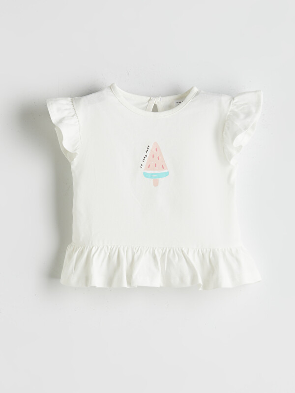 LCW Kids Bisiklet Yaka Fırfırlı Kız Çocuk Bluz