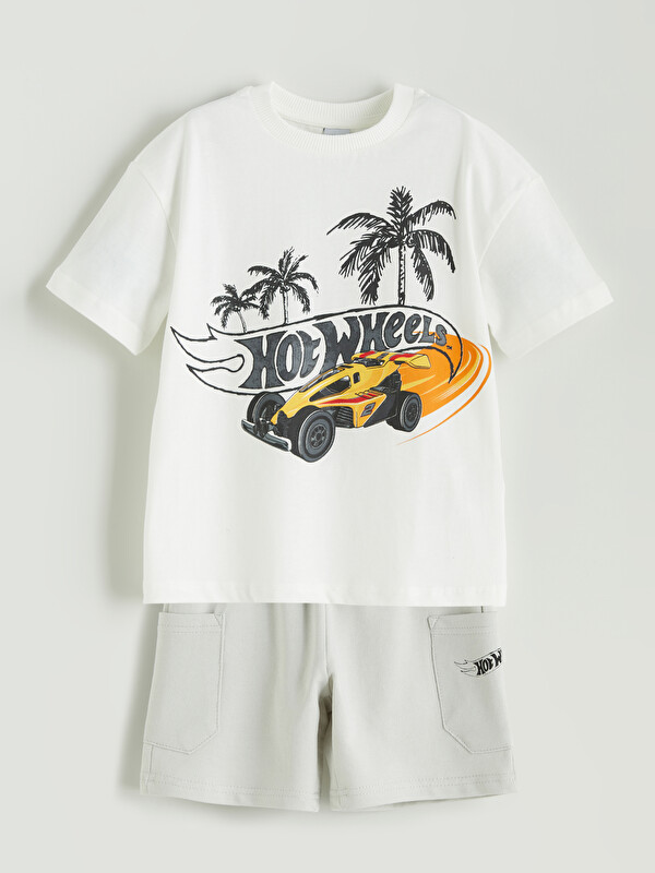 LCW Kids Hot Wheels Printed Boys' T-Shirt and Shorts 2 Pack