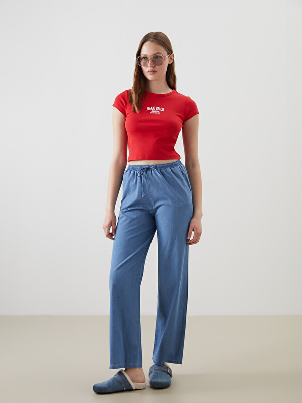 XSIDE Beli Lastikli Wideleg Kadın Jean Pantolon
