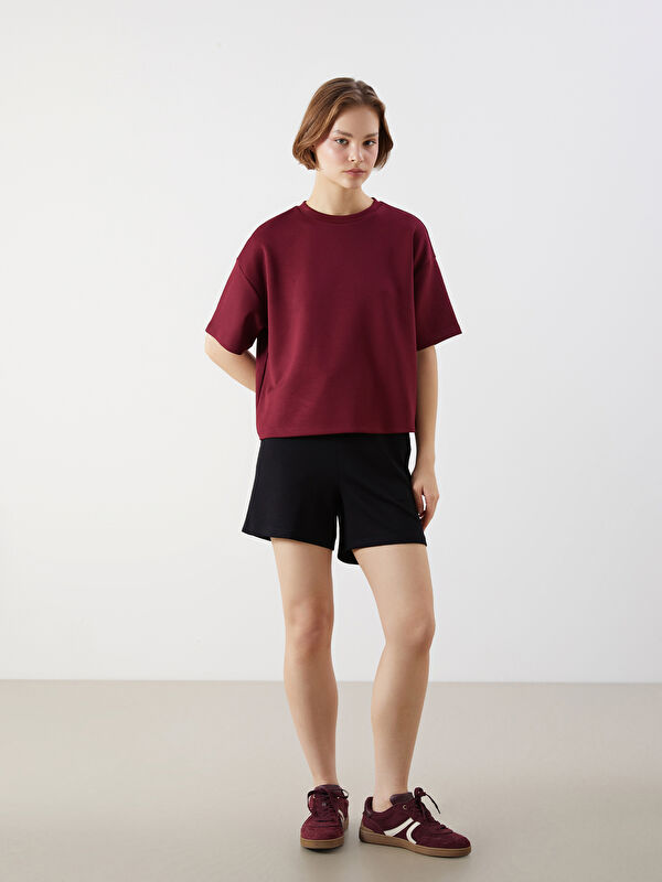 XSIDE Bisiklet Yaka Oversize Kadın Tişört -S5OM57Z8-HRW | LCW