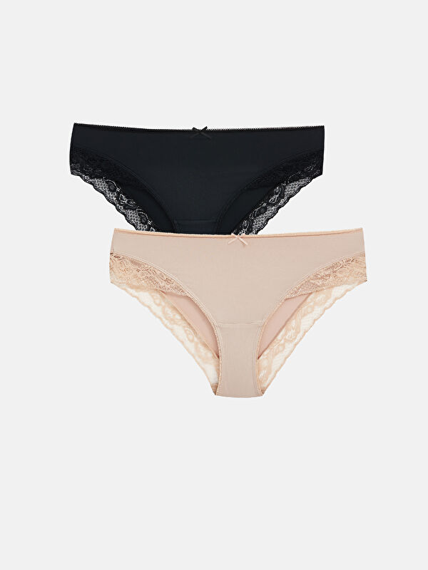 LCW DREAM Lace Detail Bikini Knickers 2 Pack