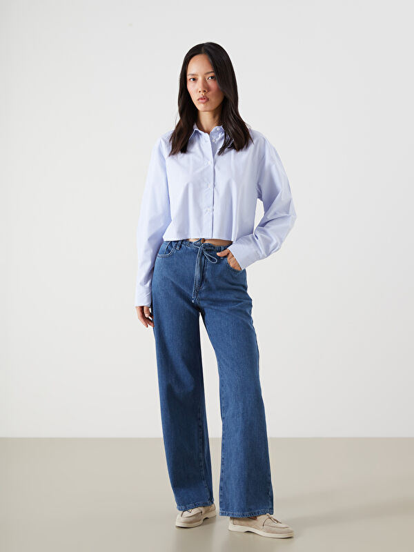 LCW Jeans Beli Lastikli Wideleg Kadın Jean Pantolon