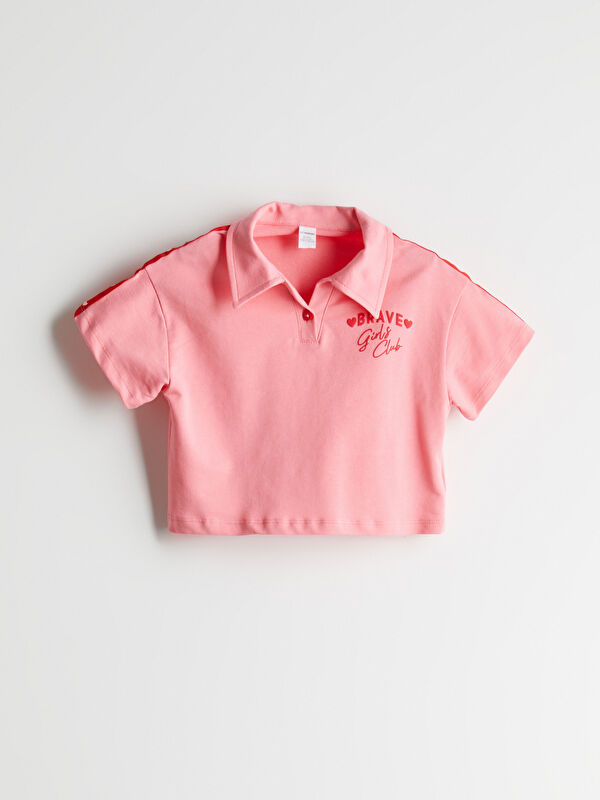 LCW Kids Polo Yaka Baskılı Kız Çocuk Tişört