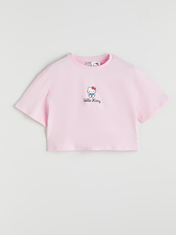LCW Kids Bisiklet Yaka Hello Kitty Nakışlı Kız Çocuk Tişört